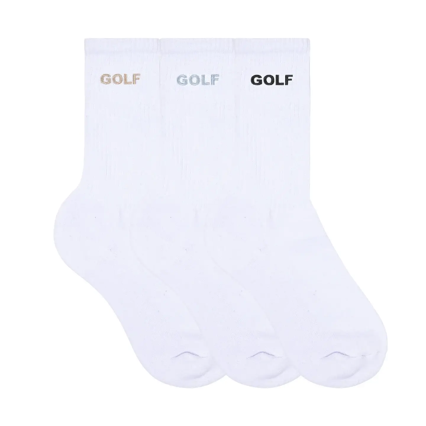 3pk White Logo Socks By Golf Wang